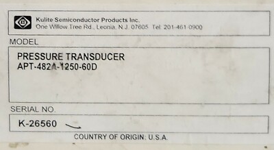 KULITE KS Model APT 482A 1250 60D Pressure Transducer FUEL DETA-P PNR 2492M60P01