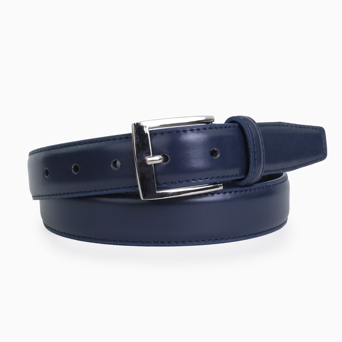 Men's 30mm Wide Leather Belt Navy [Size 32-44]