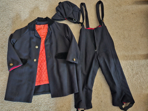 Vintage Boys Childs Youth 1960.s Wool Three Piece Suit Black
