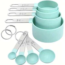 4 pc Measuring Cup & 4 pc Measuring Spoon Set Mint Green Color Total 8 pcs