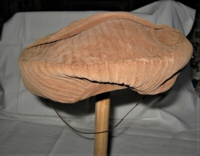 Chapeau De Femme Vintage Années 50 - Beige, Plissé Transversal Avec Nœud - Taille 52