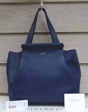 New $1790 Nina Ricci Medium Thais Tote Dark Navy Blue Hand Bag