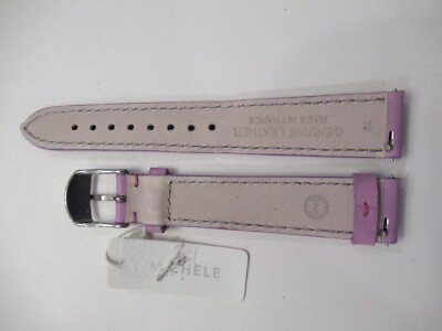 MICHELE 16MM LITE LILAC LEATHER WATCH STRAP BAND SILVER 