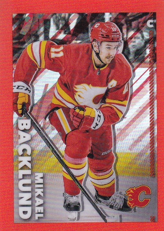 2022-23 TOPPS CHROME NHL STICKER #85 Mikael Backlund - Calgary  ORANGE /25  MADE