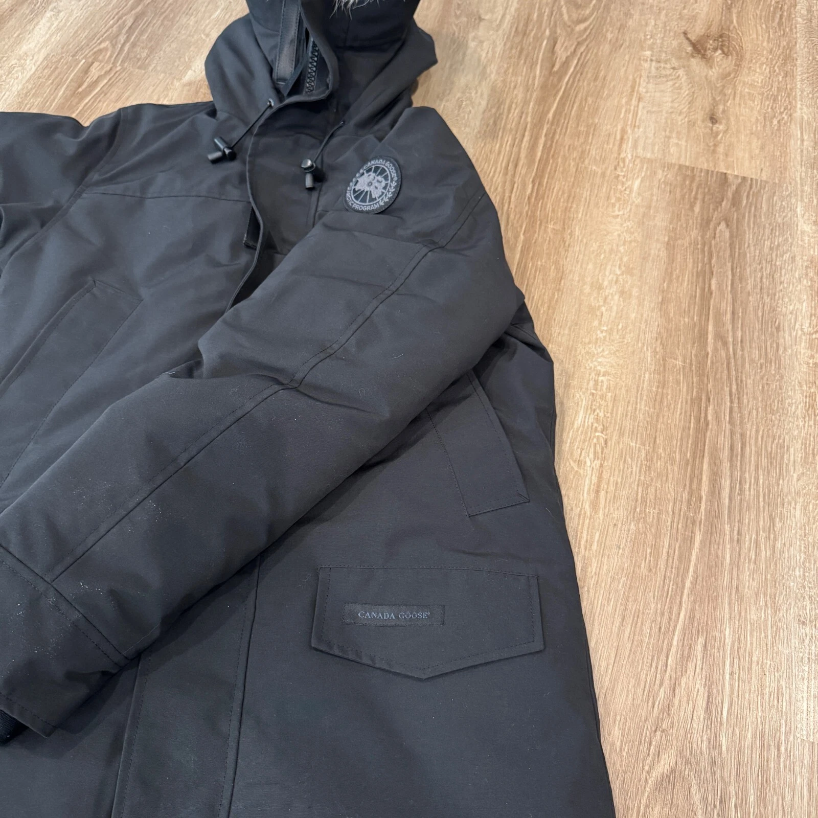 Parka Canada Goose Langford Cappuccio in pelliccia Nero Uomo Medium Nuovo con etichette