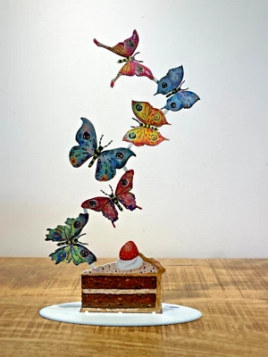 David Gerstein Metal Modern Art Sculpture "Butterfly Cake" Dance Neu - Bild 1 von 4
