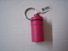 Pill Fob Key Ring, Pink, 1 3/4", Aluminum, Brand New
