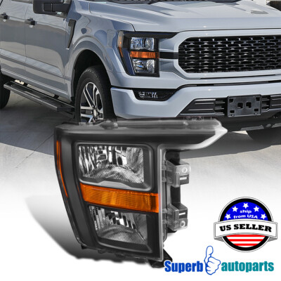For 2021-2023 Ford F150 Single Right Side Black Halogen Headlight Headlamp