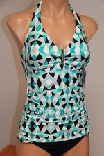 NWT Calvin Klein Swimsuit 2 pc Tankini Set Sz XS Kaldscpe Ocn Turq Classic
