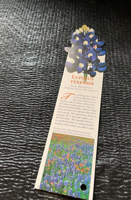 Bluebonnet Lupinus Texensis Flower Themed Bookmark Plant Book Lovers Facts 10''