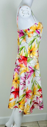 Vintage B Smart Y2K Dress Sz 10 Floral Sleeveless Sundress Beach Tropical Resort - Picture 4 of 17