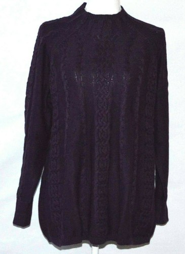 Mock Neck Cable Knit Swing Sweater 