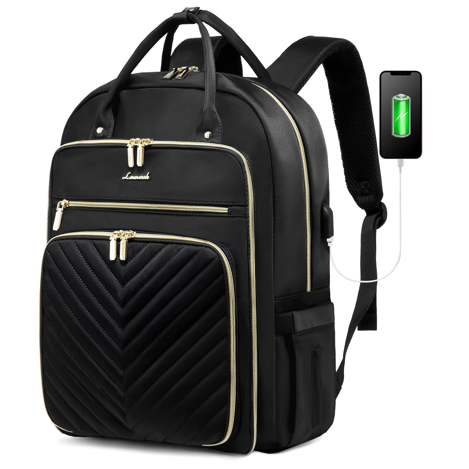Sleek 15.6 Inch Laptop Backpack for Women with USB Charging Port
