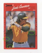 Jose Canseco Rare ERRORS 1990 Donruss - Misprint: print dots, no 