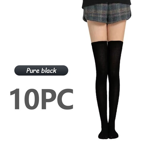 Women's Thigh Socks Black White Striped Long Tube Cotton Women Knee Socks Lot - Picture 28 of 32