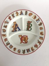Tiffany  Co Baby Plate Childs Dish Alphabet Bears Feeding Divided Excellent Con