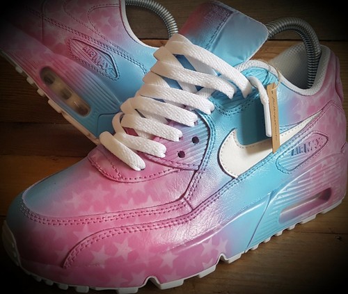 Nike Air Max 90/Pintado Personalizado/Rosa-Blanco/Ultra/Essential/id/Force  1/Huarache | eBay