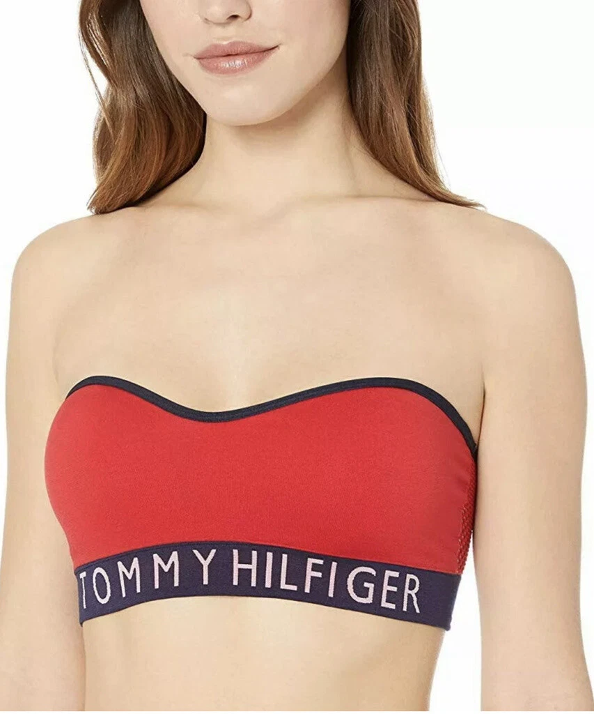 Tommy Hilfiger Womens Seamless Retro Style Logo Bandeau Bralette