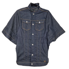 G Star Raw Ladies Denim Cape Blue Size 10 Slim Bell Sleeves Chore Tailored Dark