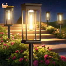 Solar Pathway Lights Outdoor - 8 Pack, IP65 Waterproof Warm White LED, Auto On/