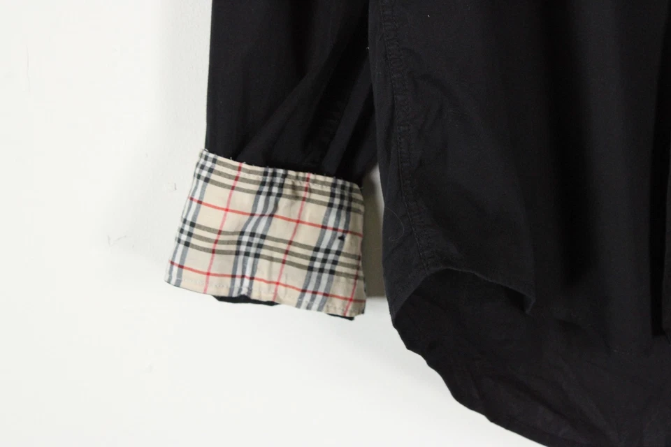Burberry Button Down Long Sleeve Formal Shirt Men's Slim XL Black Designer Logo - Image 4 of 4