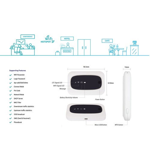 White Mobile WiFi Hotspot 4G Wireless Mini Portable LTE Router For Tablets L NEW - Afbeelding 4 van 12