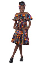 Ankara Printed Fit and Flare Off Shoulder Multicolored Dress One Size Fit