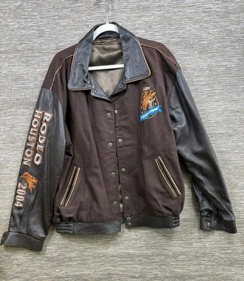 Houston Livestock Show And Rodeo Leather Snap  Jacket Sz L 2004 Limited Edition