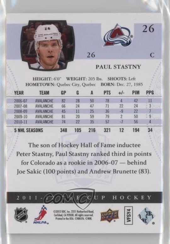 2011-12 Upper Deck The Cup Gold Spectrum /25 Paul Stastny #26 - Image 2 of 2