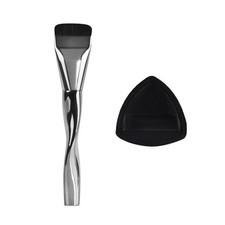 GRTUFOBA Foundation Brush & Sponge Set 2pcs Black Soft Makeup Tools
