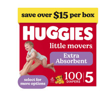 Huggies Little Movers Baby Diapers, Size 5 27 lbs , 100 Count