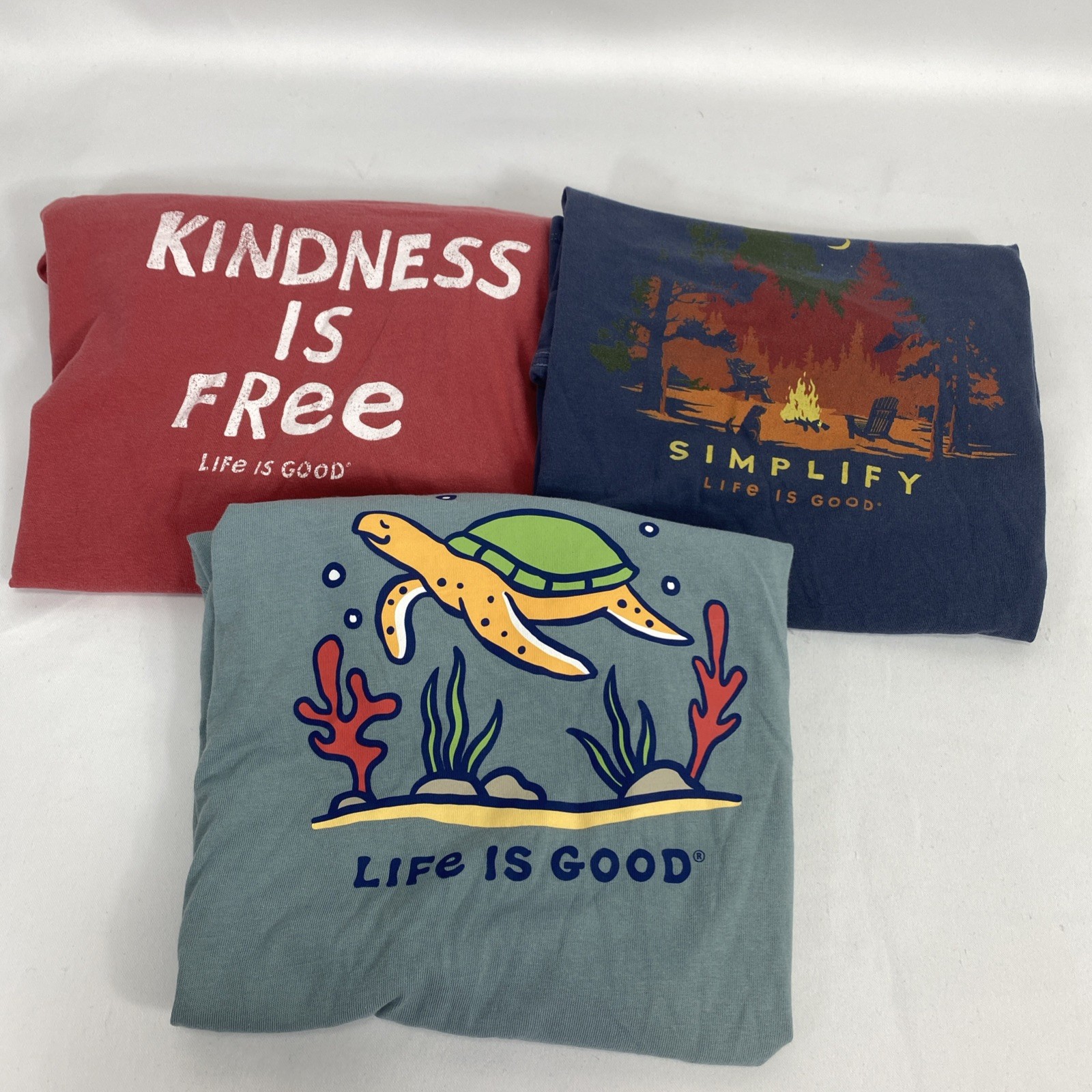 Life Is Good Crusher T Shirts Women’s Size Large Cotton Tees Lot Of 3