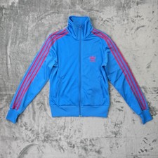 Adidas Originals Firebird Womens Track Jacket M Blue Pink 3 Stripe Trefoil Track