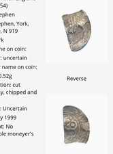 King Stephen Hammered Silver Cut Halfpenny York Mint Flag type EMC 1200.1093