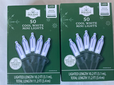 2 NEW Holiday Time 50ct COOL WHITE Led 100 Lights GREEN Wire Wedding Christmas