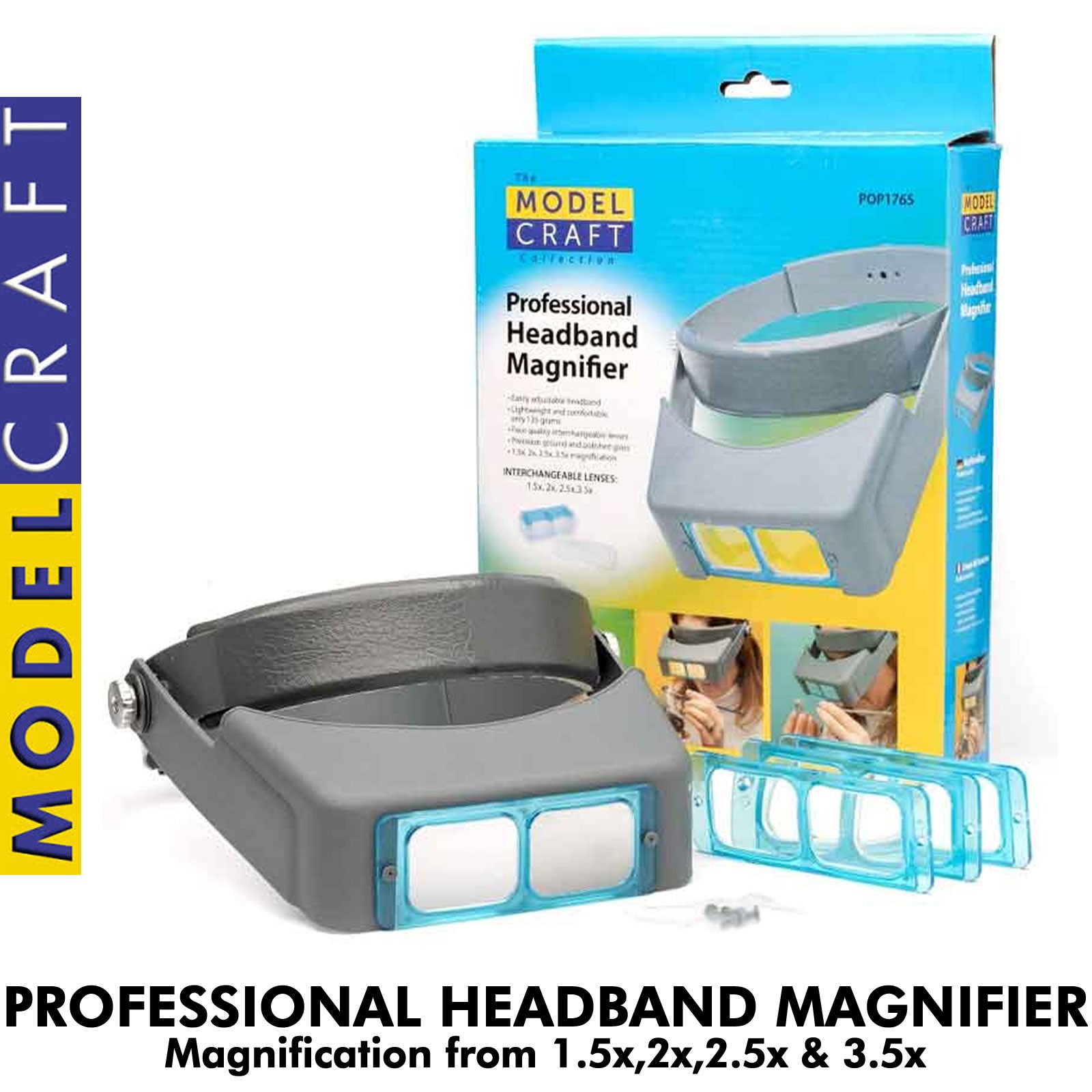 POP1765 HEADBAND MAGNIFIER Lenses 1.5x,2x,2.5x & 3.5x hands free MODELCRAFT Pro