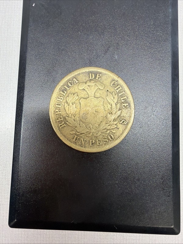 1881 Chile Silver Peso – Scarce Rare Early Crown from South America
