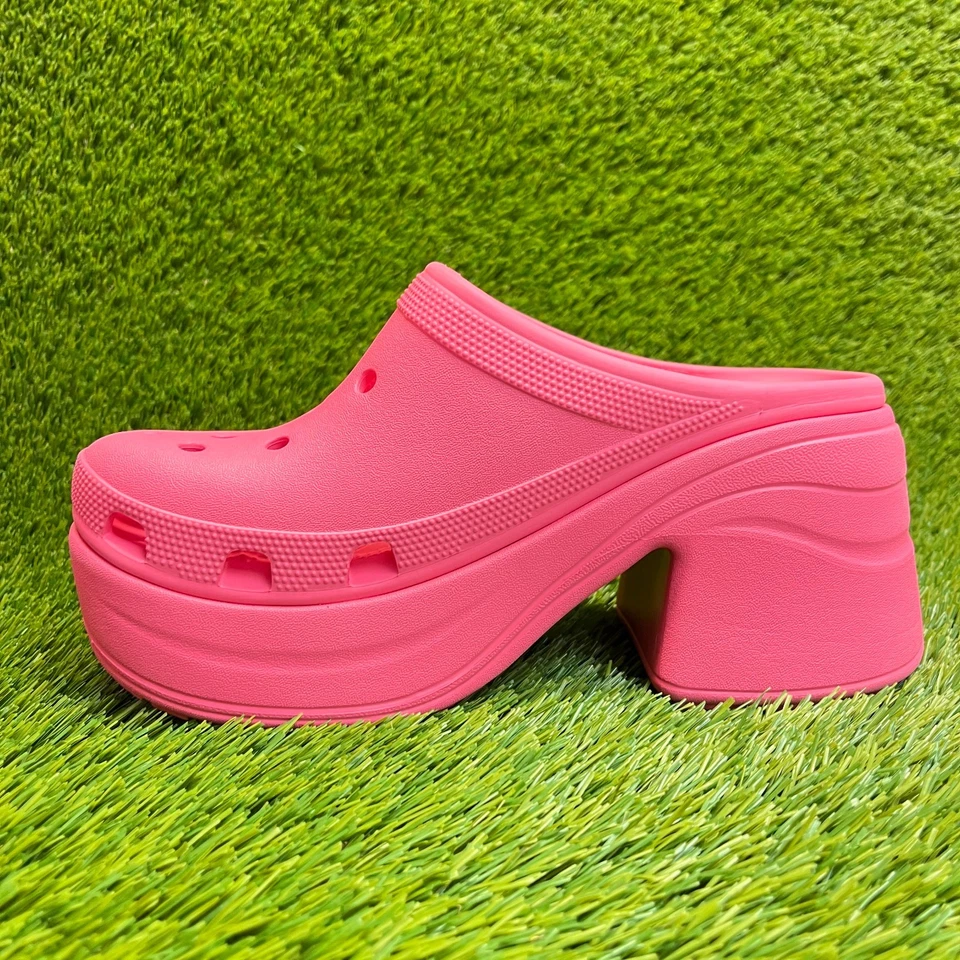 Zueco Crocs Sirena Mujer Talla 9 Rosa Playa Clásico Exterior Tacón Plataforma Sandalias Foto 2 de 4