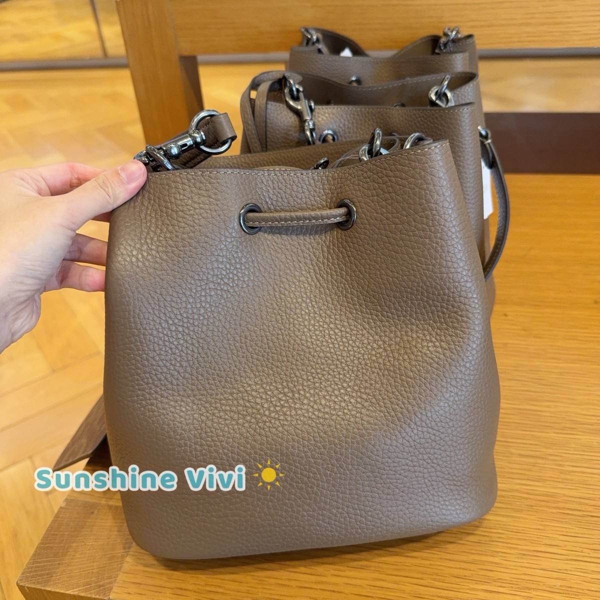 NWT Coach Rowan Bucket Bag Leather CBH06 Qb/Dark Stone | eBay