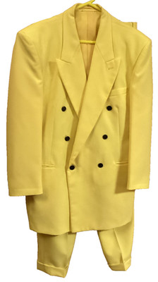 Gino Cappeli Designer Collection Yellow Double Breasted Zoot Suit Jacket Pants M