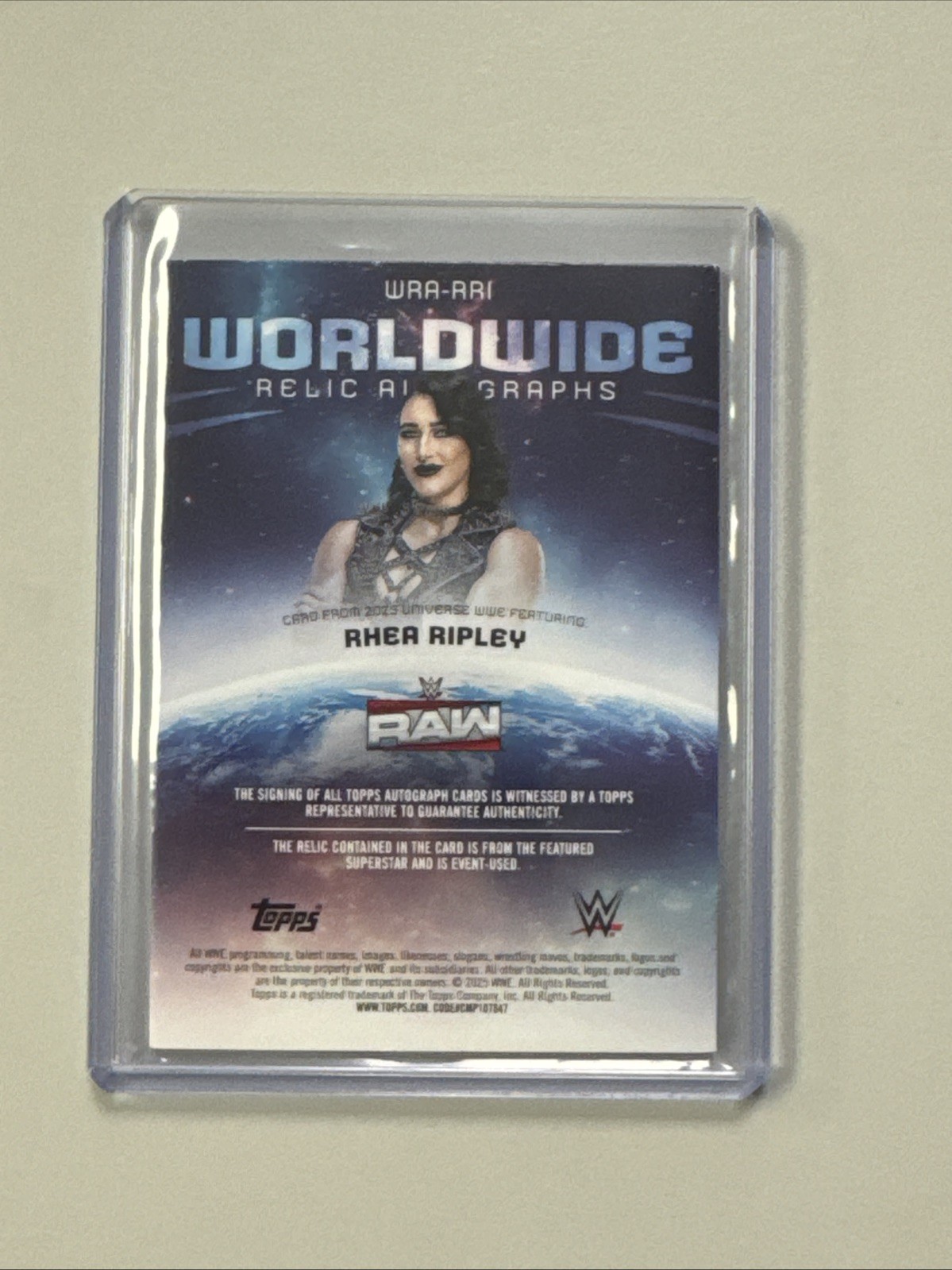 2025 Topps WWE Universe Rhea Ripley Relic Auto /99  view 2