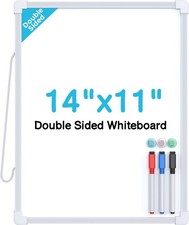 MaxGear Small Dry Erase Board, 14"x11" Double Sided Hanging Whiteboard for Wall,