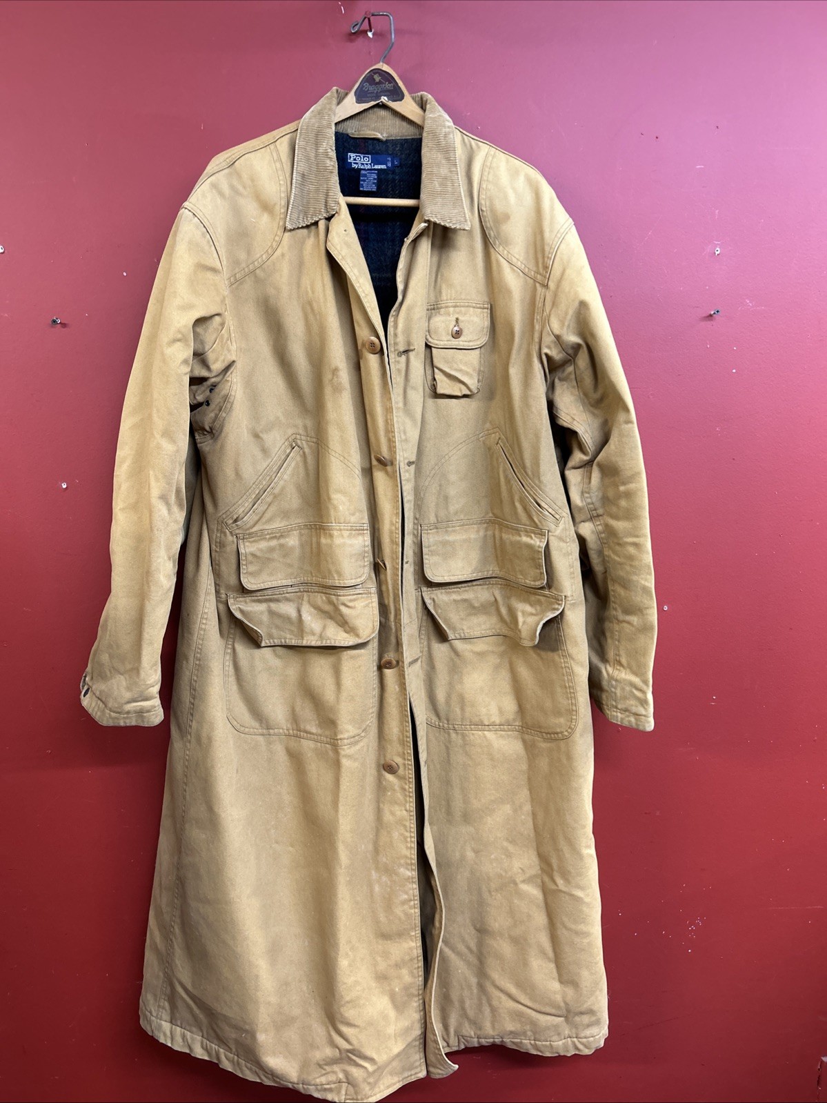 Vintage Large Polo Ralph Lauren Barn Canvas  Lined Western Duster Cowboy  Coat