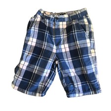 Plaid Boys Shorts With Elastic Waist Button Zipper Closure - Size 12