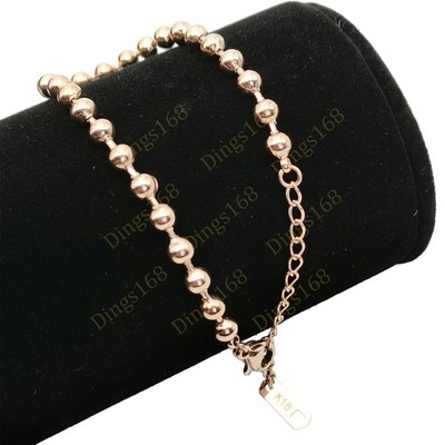 Real 18K Rose Gold Filled Hypoallergenic 6/8inch 4mm Italian Bead Chain Bracelet