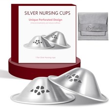 999 Silver Nursing Cups, The Original Perforated Breathable Design, Silver