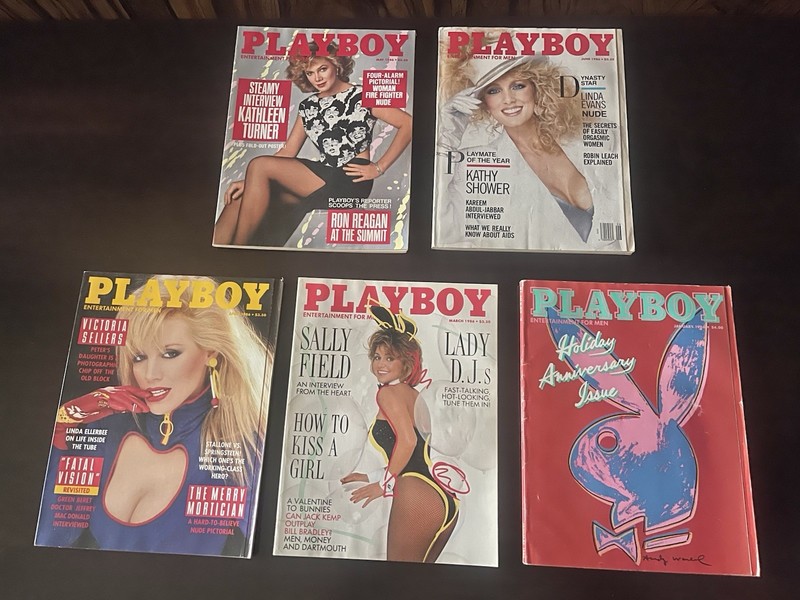 1986 Lot Of 8 Playboy Magazines With Centerfolds Intact Collectibles Good Shape