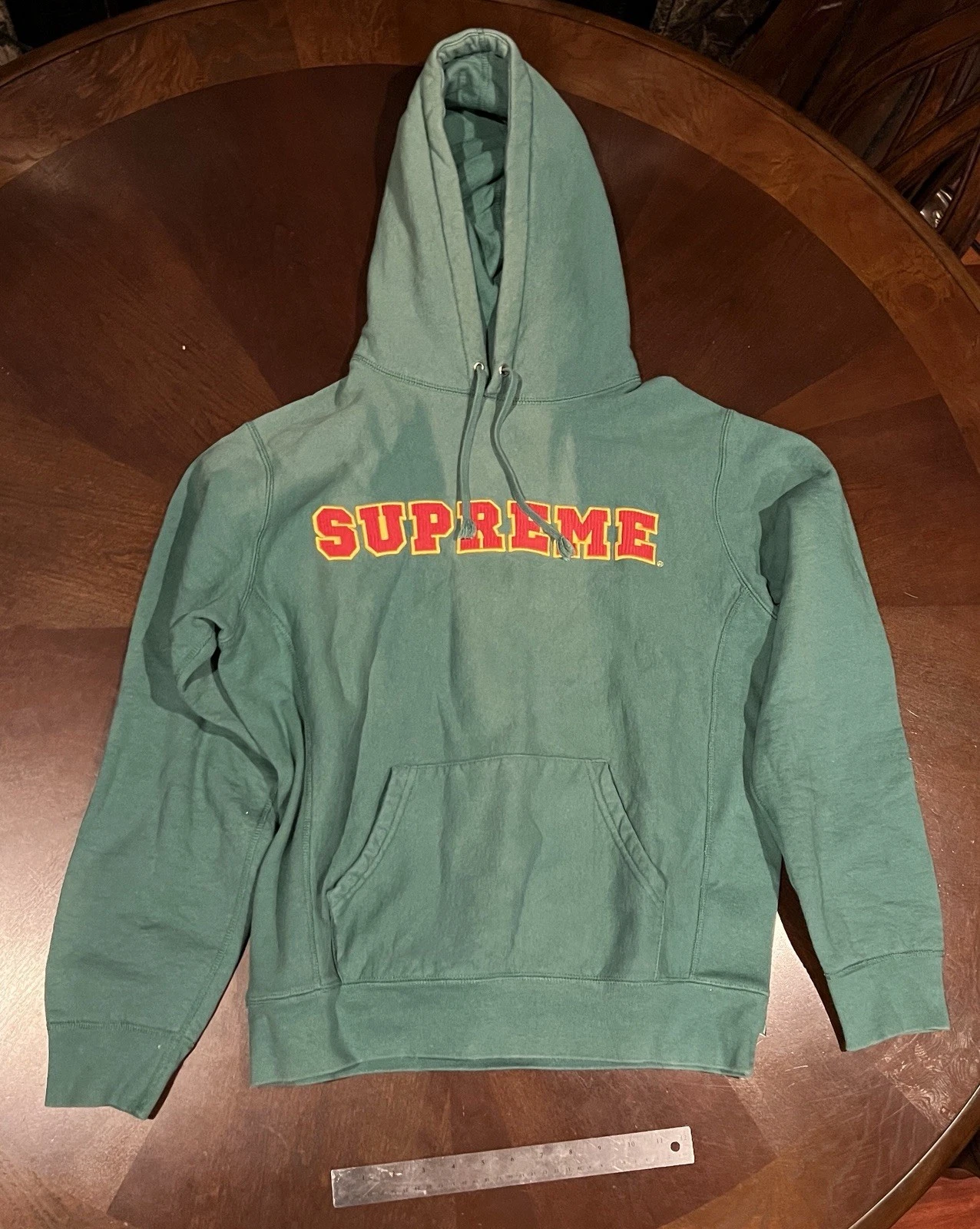 Sweat à capuche/veste collégial cordon vêtement SUPREME : MOYEN vert homme FW18 authentique