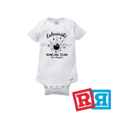 Big Lebowski Bowling Team Gerber Baby Onesie® White Cotton Short Sleeve Bodysuit