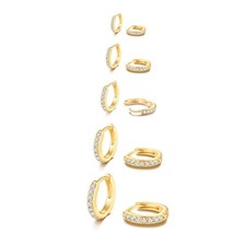 Dainty Tiny 14K Gold Huggie Hoop Earrings, 5 Pairs Mini Cubic Zirconia Hoops ...